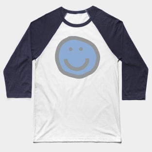 Placid Blue Round Happy Face with Smile Baseball T-Shirt